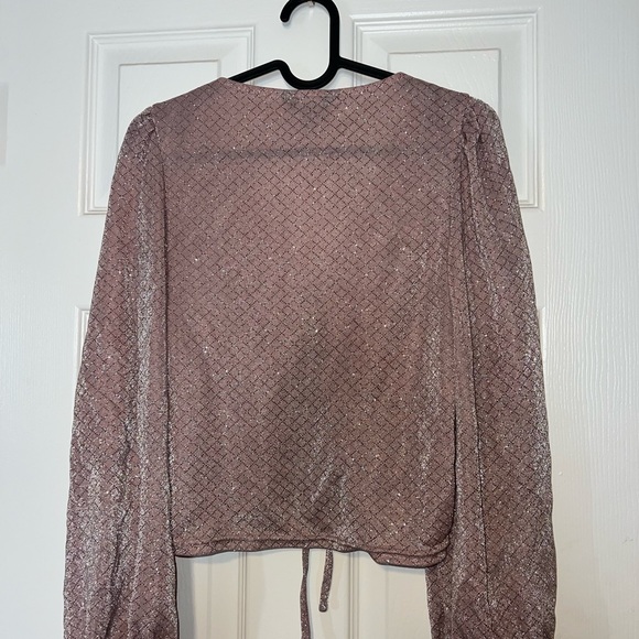 New Look Mauve Glitter Ruched Blouse - Picture 3 of 3